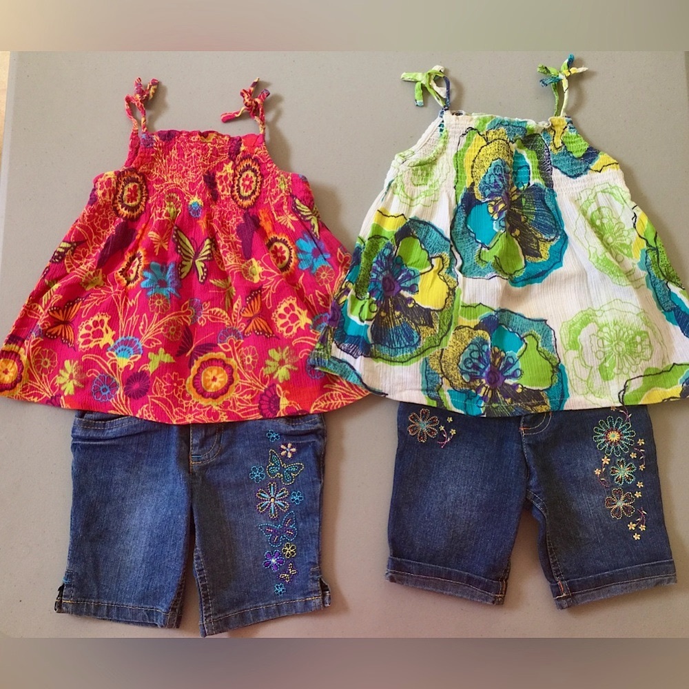 VTG Girls 3T Arizona Embroidered Bermuda Shorts Smocked Swing Top